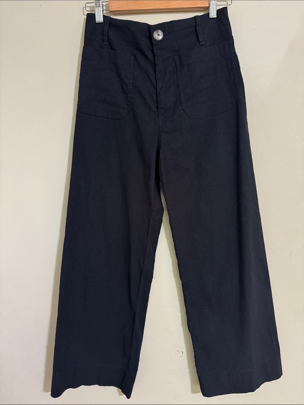 Maeve Colette Magic Fabric Cropped Wide Leg Pants Black Womens 27